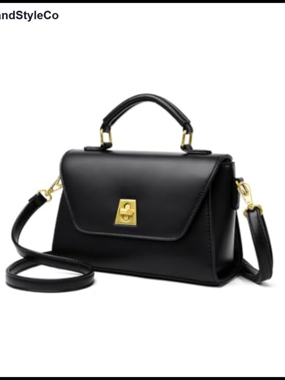 Vintage Leather Satchel Top Handle Crossbody Bag Gold Turn Lock Small Flap